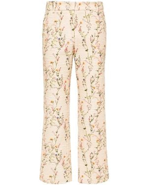 La DoubleJ 24/7 Floral Straight-Leg Trousers - Natural