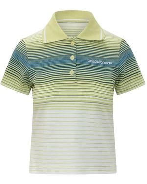 CASABLANCA Striped Short-Sleeve Polo Shirt - Green