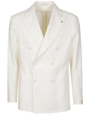 Tagliatore Double-Breasted Linen Blazer - White