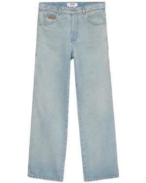 MSGM Jean À Logo Brodé - Blue