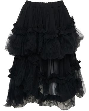 Noir Kei Ninomiya Ruffled A-Line Midi Skirt - Black