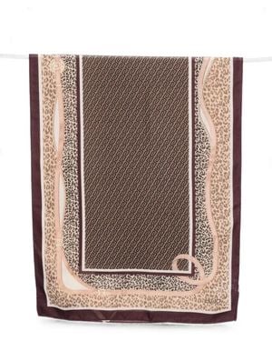 Liu Jo Leopard-Print Monogram-Pattern Scarf - Brown