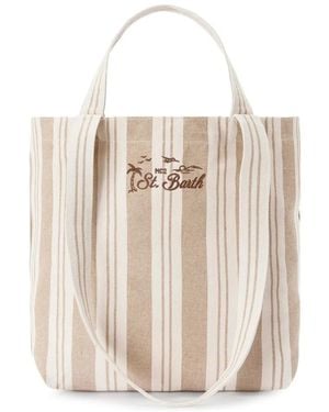 MC2 Saint Barth Essential Beach Striped Cotton Tote Bag - White