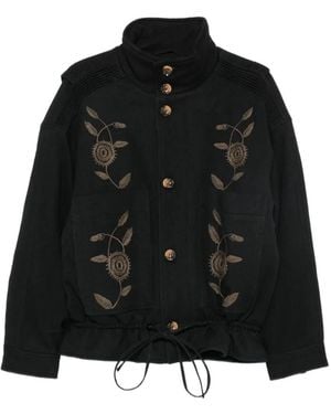 Antik Batik Aristide Floral-Embroidered Jacket - Black