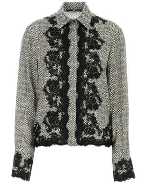 Ermanno Scervino Lace-Trim Herringbone Shirt - Black