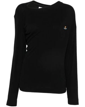 Vivienne Westwood Hebo Orb-Embroidered Draped Top - Black