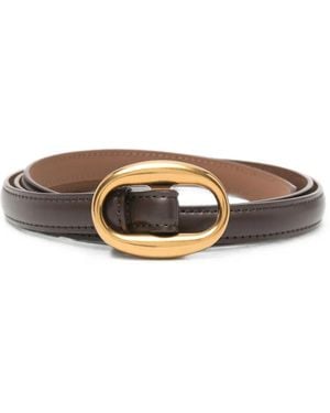 ELEH Oval-Buckle Leather Belt - White