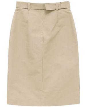 Moncler Belted Flap-Pocket Midi Skirt - Natural