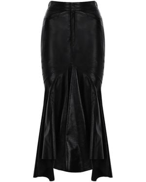 Zeynep Arcay Flared Leather Midi Skirt - Black