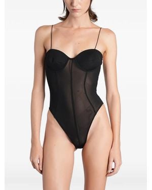 Alex Perry Sheer-Panelled Bodysuit - Black