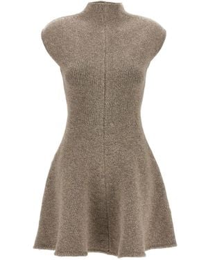 Magda Butrym Vestido corto Marled acampanado y cuello alto - Marrón