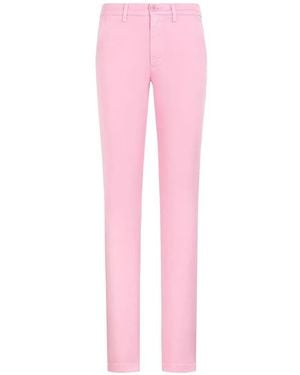 Roberto Cavalli Pantalones De Algodón Con Corte Slim - Rosa