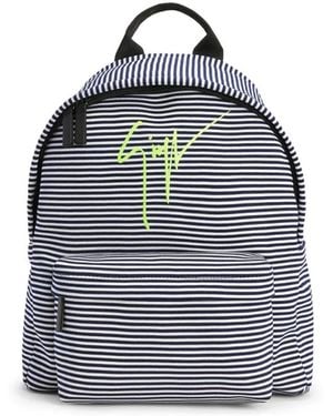 Giuseppe Zanotti Bud Logo-Print Striped Backpack - Blue