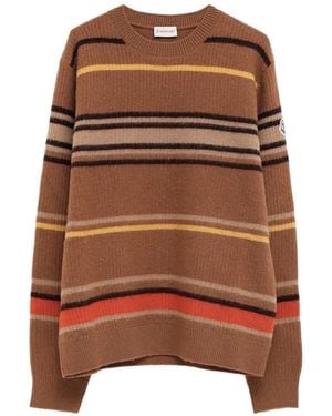 Moncler Striped Wool Sweater - Brown