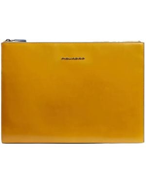 Piquadro Ipad Pro 13" Leather Clutch Bag - Yellow