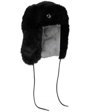 KARL LAGERFELD Monogram Faux-Fur Trapper Cap - Black