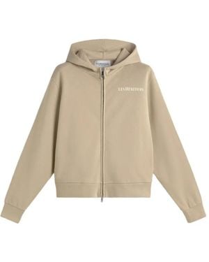 LES HÉRITIERS Hoodie Met Rits En Logodetail - Naturel