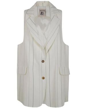 Semicouture Chaleco a rayas con botones - Blanco