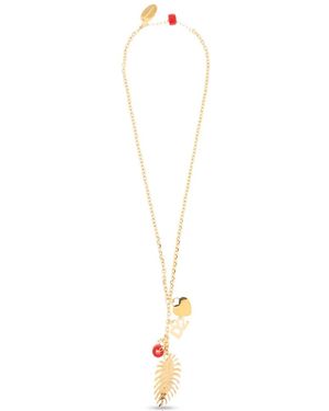 DSquared² Charm-Detail Leaf-Pendant Necklace - White