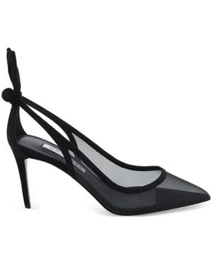 Aquazzura Bow Tie Mesh And Suede Court Shoes With Cut-Out Knot And High Heel - Black