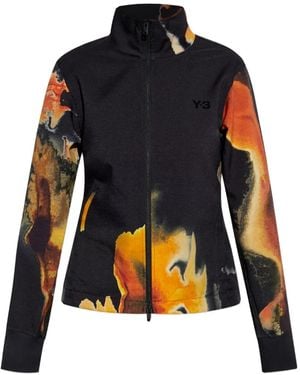 Y-3 Abstract-Print Zip-Up Jacket - Blue
