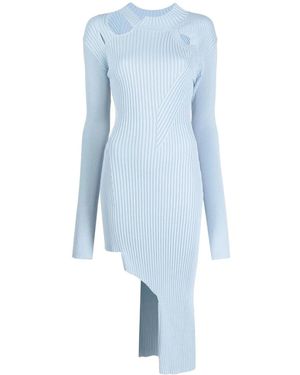 Feng Chen Wang Ribbed-Knit Cut-Out Dress - Blue