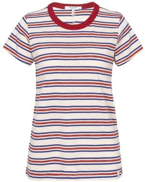 Rag & Bone Gestreiftes Slub-T-Shirt - Rot
