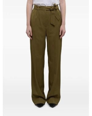Max Mara Editto Belted Virgin-Wool Pants - Green