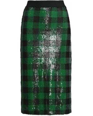 Essentiel Antwerp Falda Midi A Cuadros Con Lentejuelas - Verde