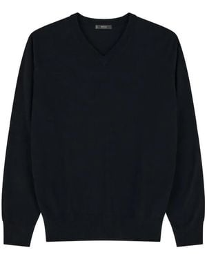 BOGGI Pull En Laine Mérinos Extra Fine À Col V - Bleu