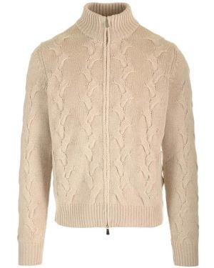 Al Duca d'Aosta Cable-Knit Zip-Up Cardigan - Natural