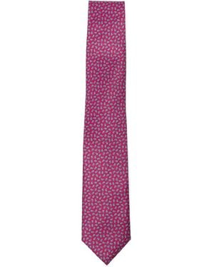 Brioni Printed Silk Tie - Purple