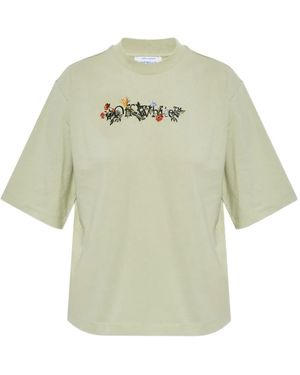 Off-White c/o Virgil Abloh Floral embroidered T-shirt - Grün
