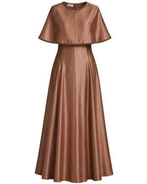 Baruni Abito Lungo Stile Mantella Con Perline - Marrone