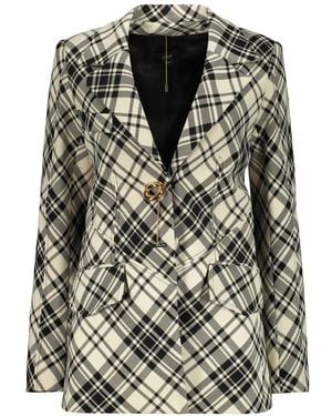 Ellery Check-Pattern Jewel-Button Jacket - Black