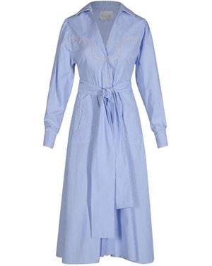 Johanna Ortiz Vela De Cruz Striped Midi Dress - Blue