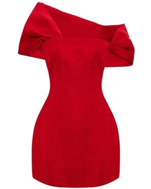 Occleus Caroline One-Shoulder Ruffled Mini Dress - Red