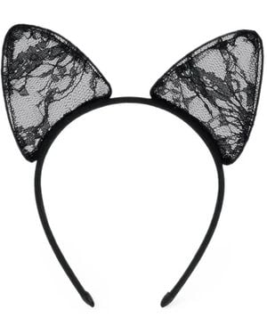 Maison Close Lace Cat Ear Headband - Black