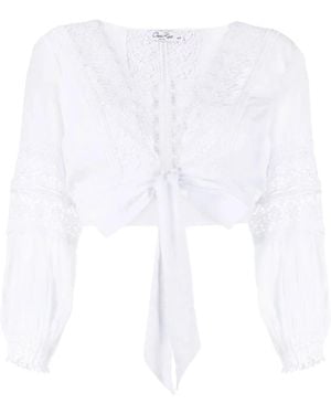Charo Ruiz Blouse Nouée Vania À Détails En Dentelle - Blanc