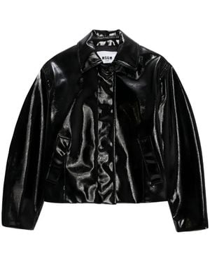 MSGM Point Collar Flap Pockets Bomber Jacket - Black