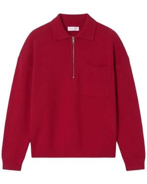 Roberto Collina Quarter-Zip Pocket-Detail Long-Sleeve Polo Shirt - Red