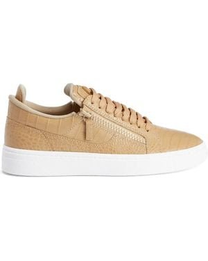 Giuseppe Zanotti クロコパターン レザースニーカー - ブラウン