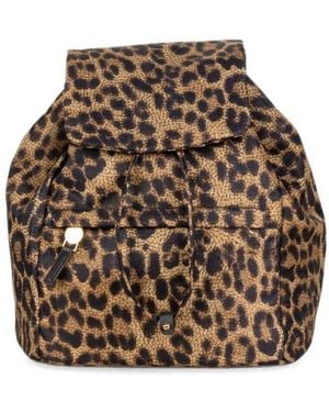 Borbonese Leopard-Print Drawstring Backpack - Natural