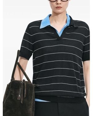 JNBY T-Shirt Rayé À Col Polo - Noir