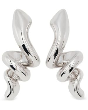 Maria Black Coil Spiral Earrings - White