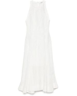 Sandro Robe Mi-Longue À Détails En Dentelle - Blanc