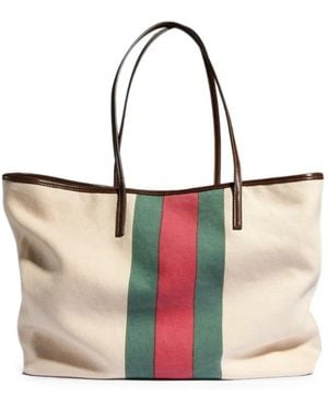 Gucci Web-Stripe Canvas Tote Bag - White