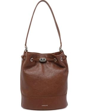 Zanellato Monda Magnetic Leather Bucket Bag - Brown