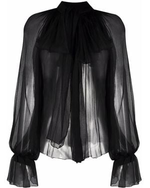 Atu Body Couture Bow-Detail Silk Blouse - Black