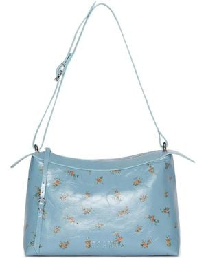 MSGM Floral-Detail Shoulder Bag - Blue